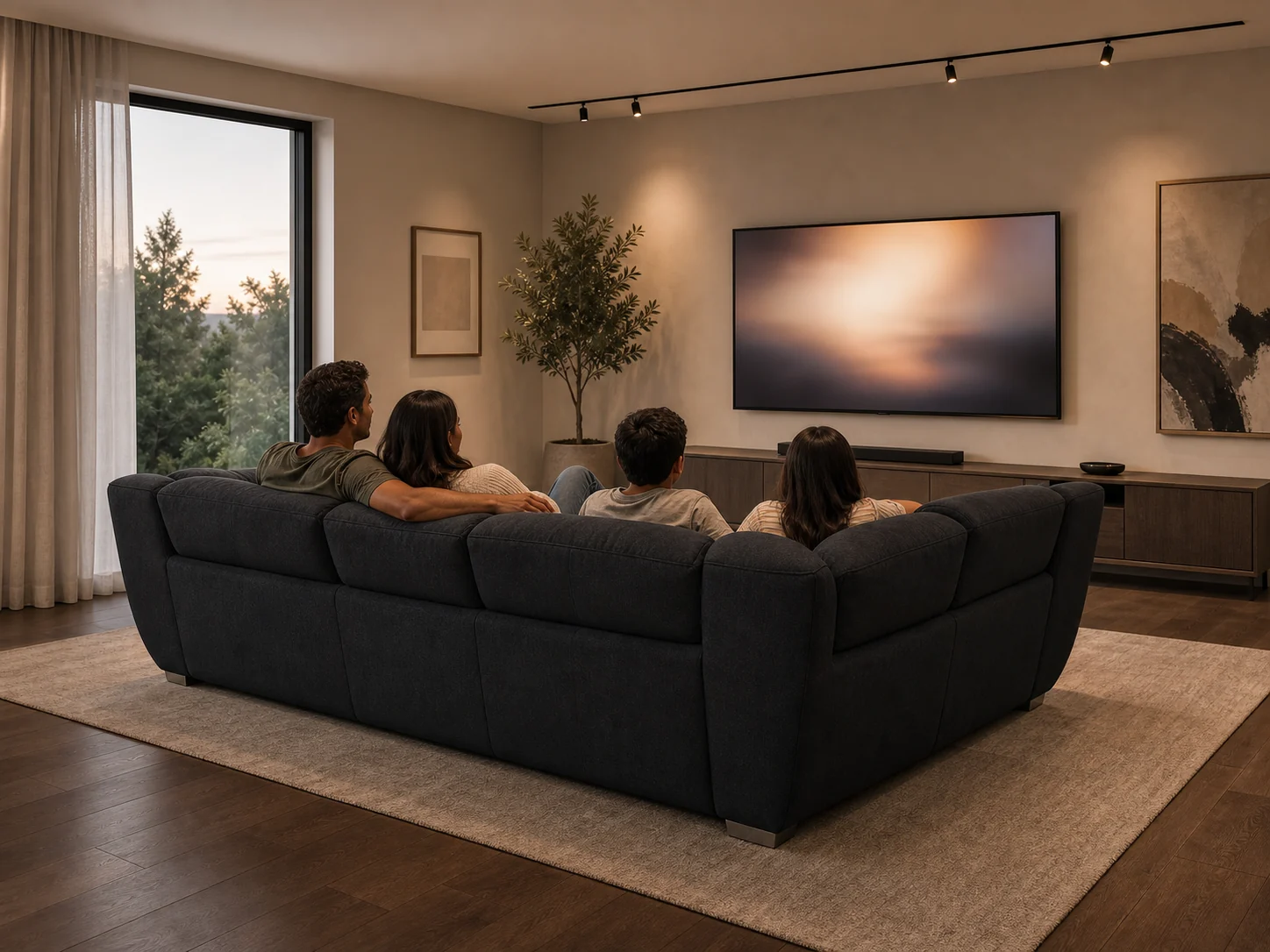 Familia disfrutando una sala Danur