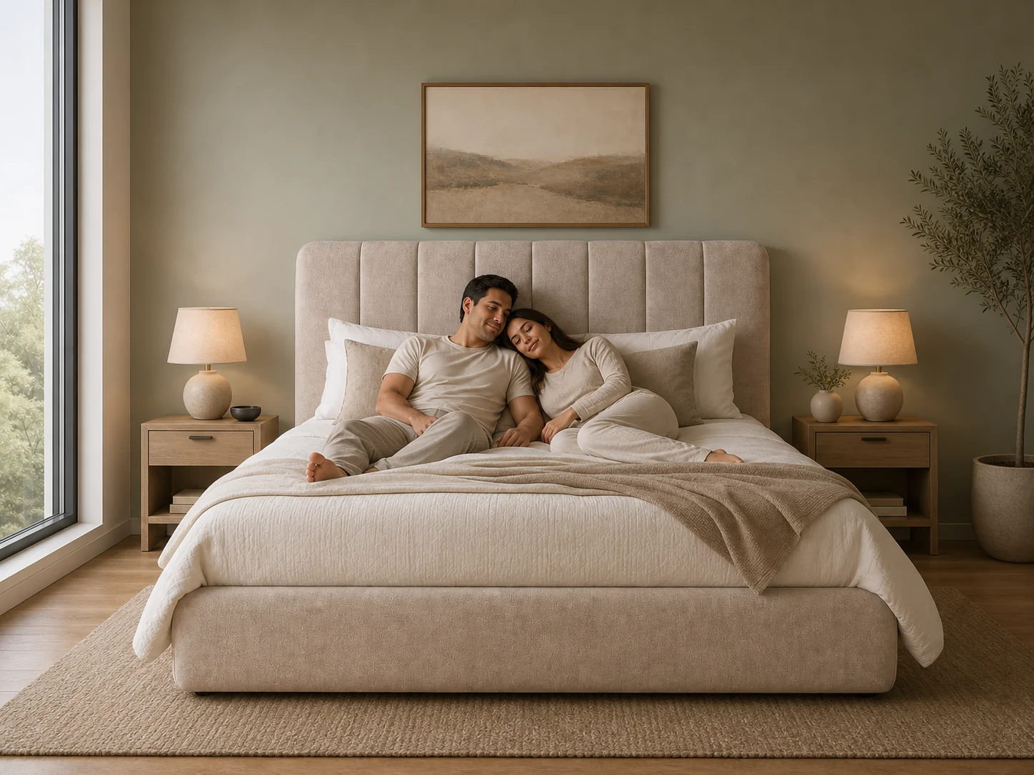 Pareja descansando en un dormitorio Danur